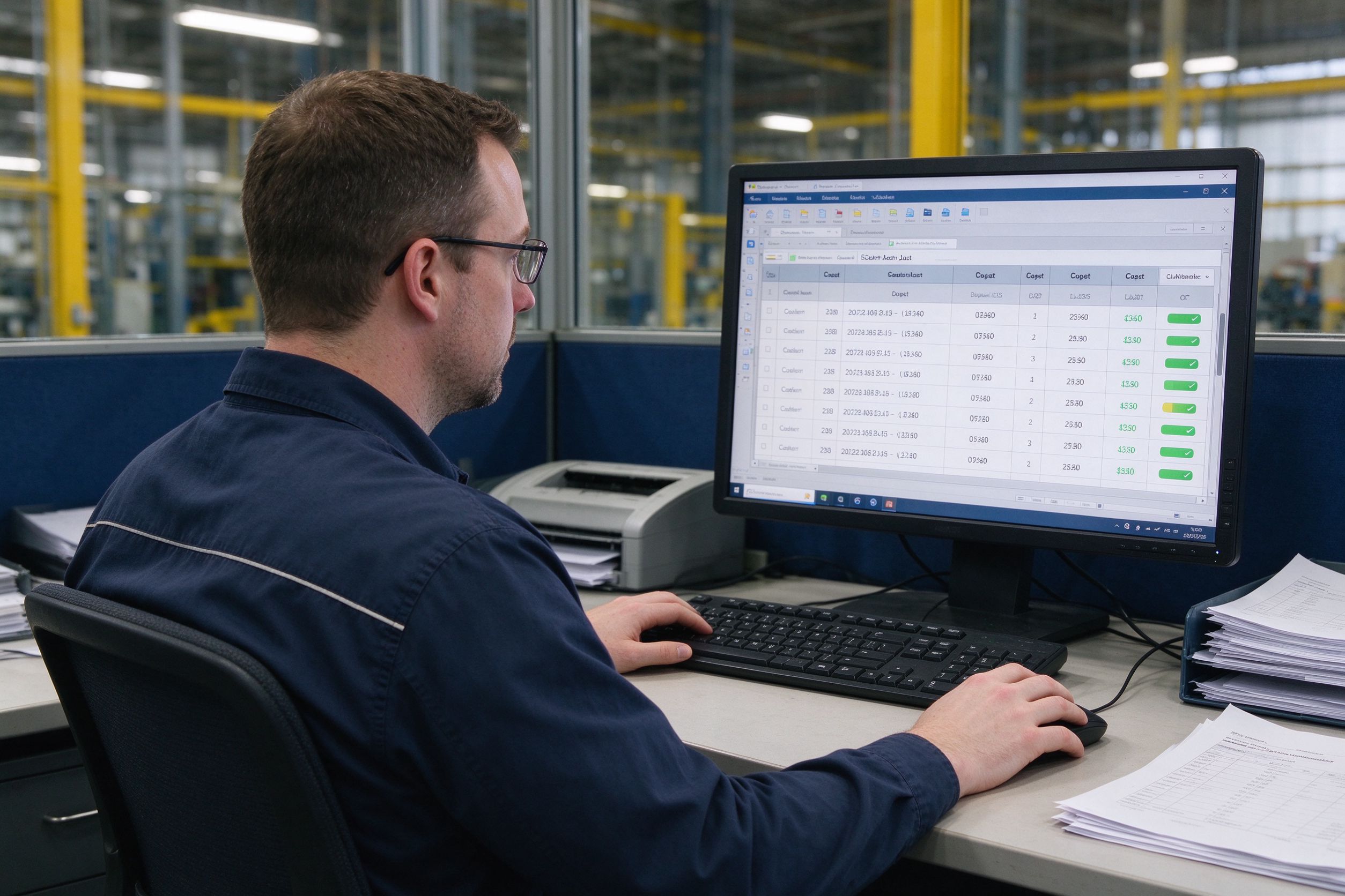 计划员操作电脑管理生产订单